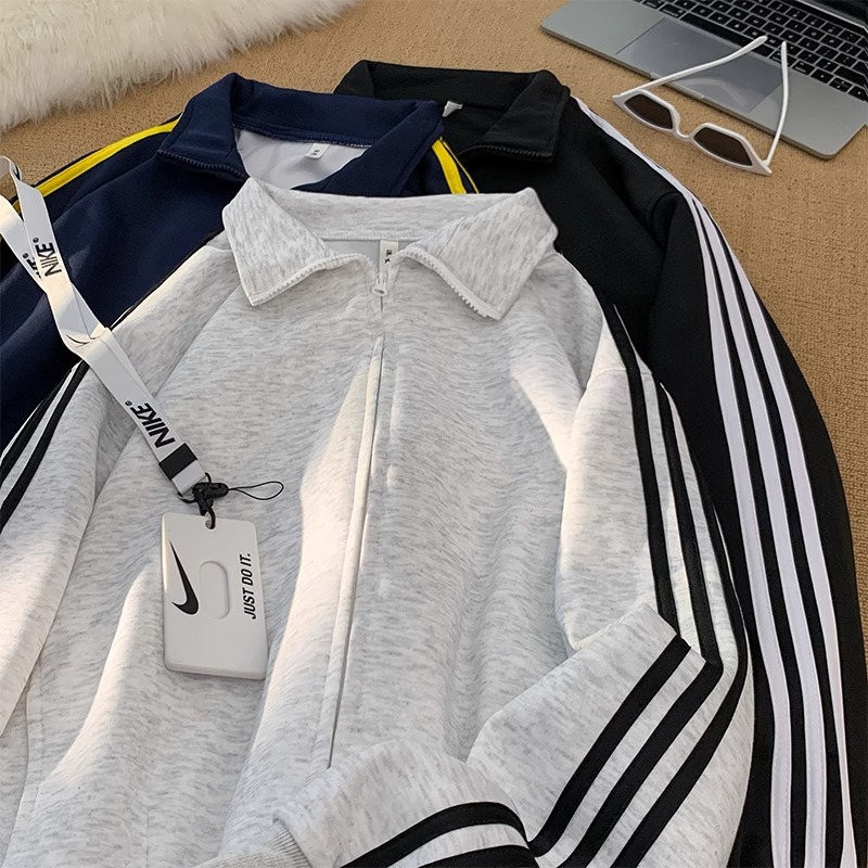 Primavera y otoño chaqueta de ropa deportiva para hombres y mujeres ocio tres barras chaqueta cardigan chaqueta de carrera al aire libre sudadera comercio exterior al por mayor transfronterizo