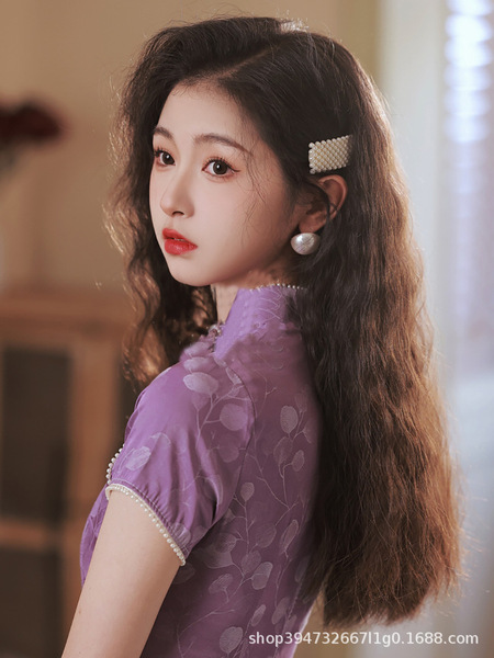 Purple summer retro cheongsam