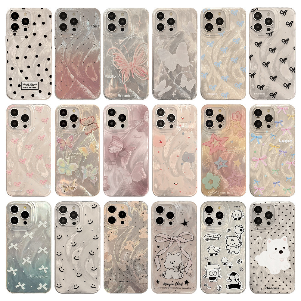 高级感羽纱波点壳iPhone17promax手机壳苹果16plusIMD彩银电镀壳