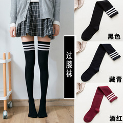 Japanese Lolita knee-high socks black and white striped long socks JK girl socks Lolita long socks JK long socks