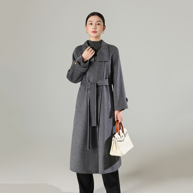 Cross-border stand-up collar, extra-long double-sided camel wool coat for women, slim-fit Korean style, suit collar, autumn and winter woolen coat Cross-border stand-up collar, extra-long double-sided camel wool coat for women, slim-fit Korean style, suit collar, autumn and winter woolen coat