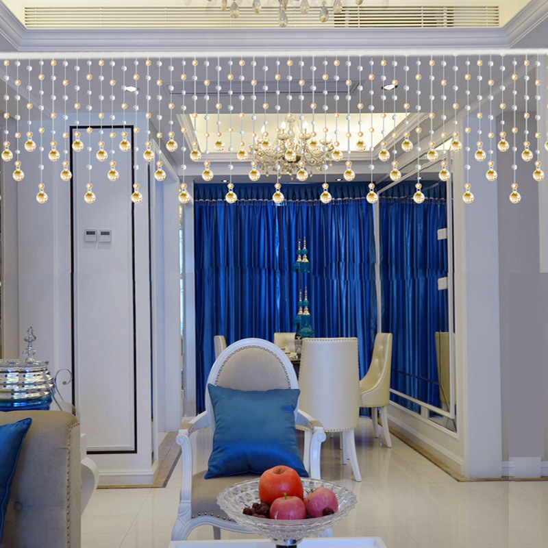 Bead Curtain Crystal Partition Curtain Living Room Hanging Curtain Door Curtain Bead Decoration Pendant Beaded Chain Bathroom Punch-Free New Style