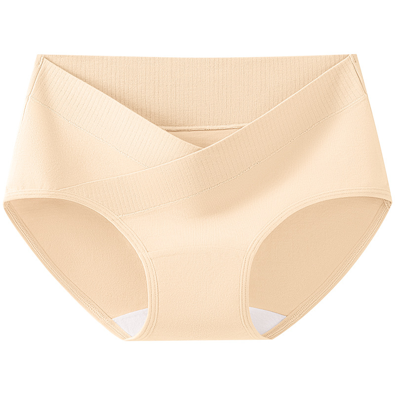 Ropa interior cruzada en forma de V para mujeres embarazadas de algodón ~ Calzoncillos de mujer de cintura baja transpirables de entrepierna de algodón de doble capa más largos y mejorados