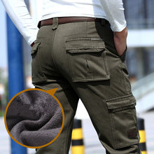 Fleece Warm Cargo Pants Men Clothing  6 Pockets Work Casual