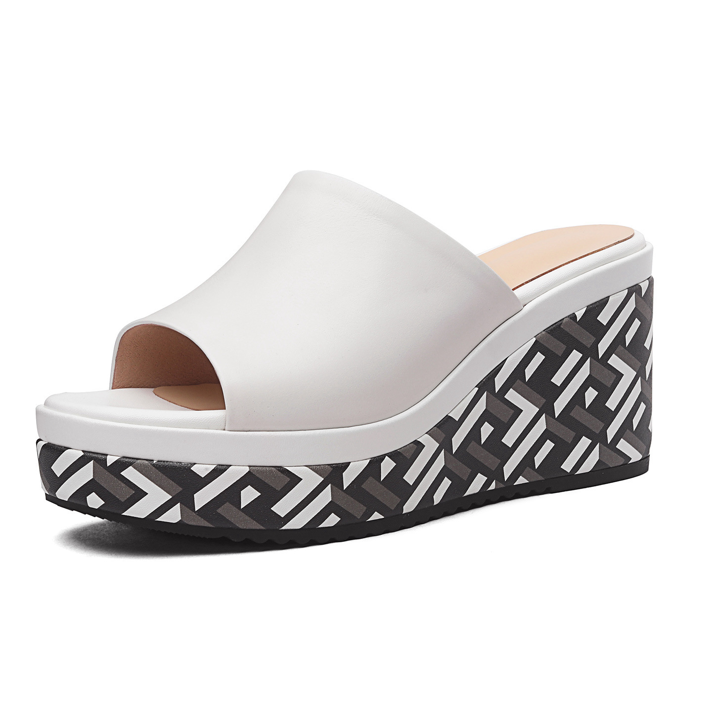 Sandal cao gót nữ hở mũi đế dày 8.5 cm phối màu — đen