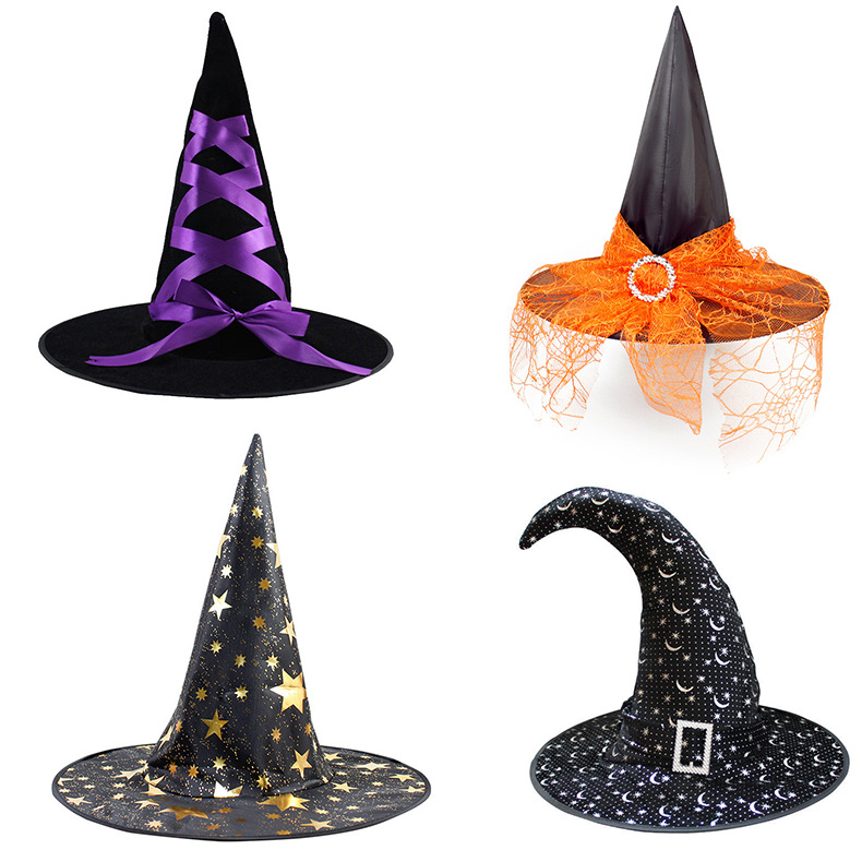 Cross-border COS maquillaje sombrero de baile suministros de Halloween bar decoración vestido sombrero de bruja sombrero mágico de Halloween