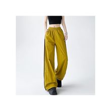 美式速干条纹抽绳运动阔腿裤女夏季高腰阔腿休闲健身高街舞蹈长裤