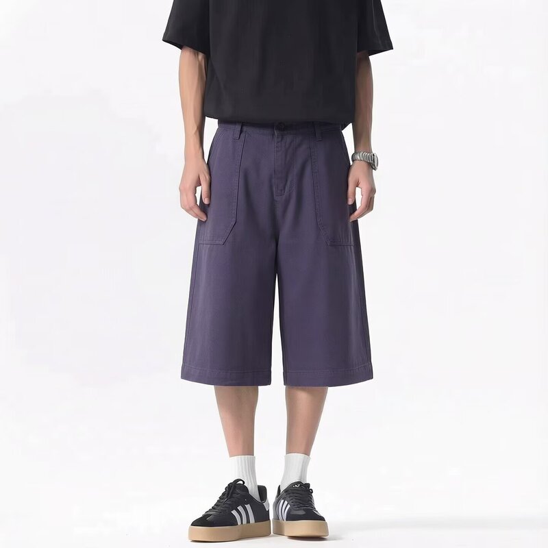 2026 Summer New Men's Purple Workwear Shorts Loose Casual Straight Trendy Brand Shorts 2026 Summer New Men's Purple Workwear Shorts Loose Casual Straight Trendy Brand Shorts