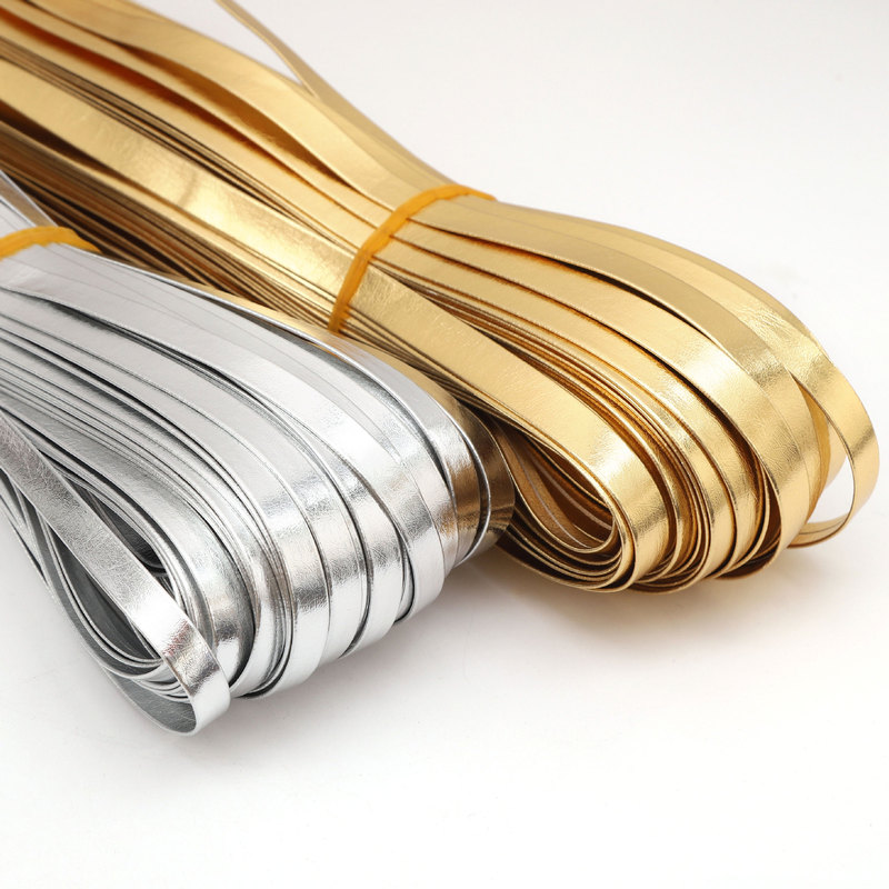 Pu Bright Leather Edging Strips Gold and Silver Inlaid Edge Strips Leather Handmade DIY Homemade Edging Strips Material Wholesale