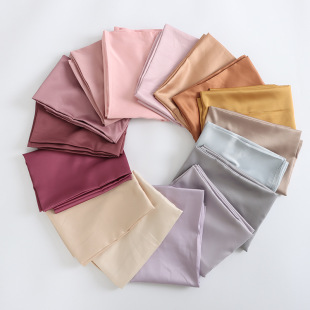 [Factory Direct Sales] 28 Colors Pure Color Satin Headscarf Satin Long Scarf Fabric Southeast Asia Satin Chiffo