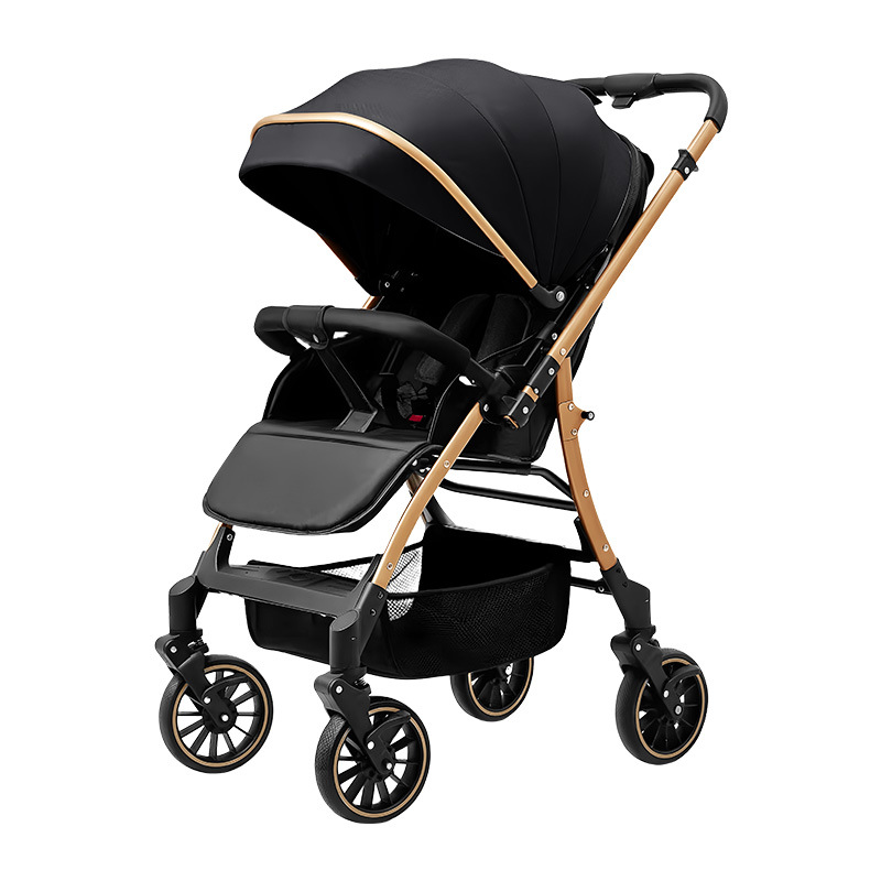 El cochecito de bebé de suministro directo de fábrica se puede sentar y tumbarse en ambas direcciones para implementar la absorción de impactos y el cochecito para niños recién nacidos de alto paisaje plegable