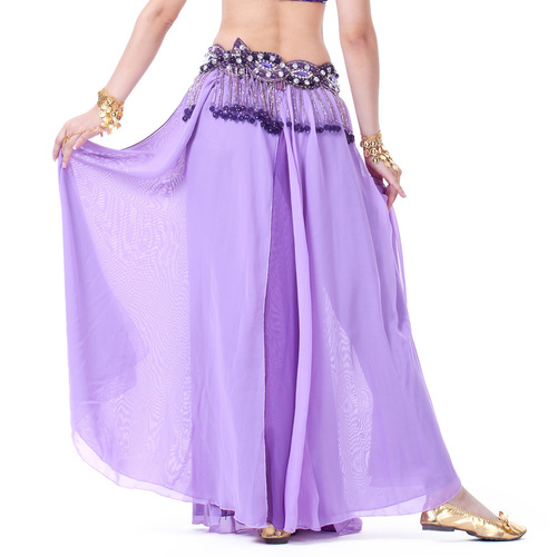 Double slit chiffon skirt, belly dance sexy skirt, dance skirt, belly dance stage performance skirt