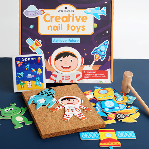 Amazon's best-selling baby knock-knock creative puzzle baby early education educational nail wooden puzzle toy