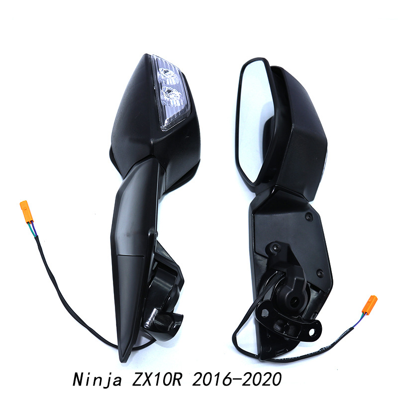 Motorcycle modified rearview mirror with light is suitable for Ninja ZX10R 2016-2020 sports car reflector