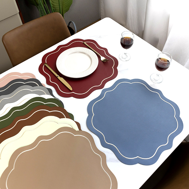 Embroidered Western Restaurant Table Mat Pvc Embroidered Mat Insulation Mat Waterproof and Oil-Proof Commercial and Household