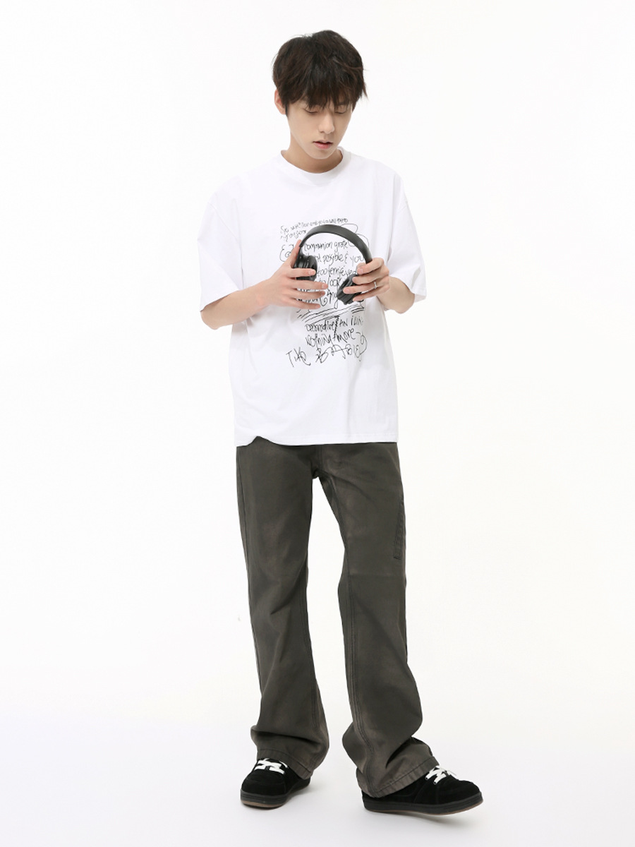 MTLCLOTHES Hombres| 2024 verano nuevos productos de alta calle gris negro gradiente de bolsillo inclinado decoración jeans