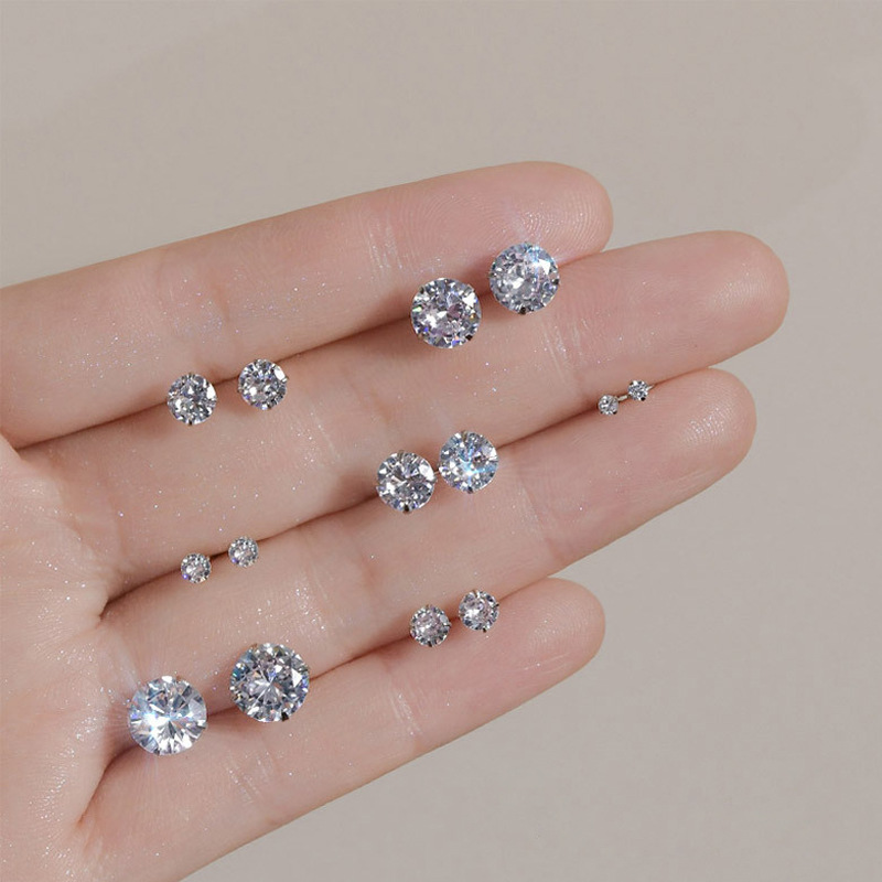 Simple Style U Shape Silver Plating Zircon Ear Studs 1 Piece