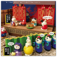 日式ZAKKA 中秋系列拍摄道具微缩树脂礼物可爱猫咪桌面盲盒小摆件