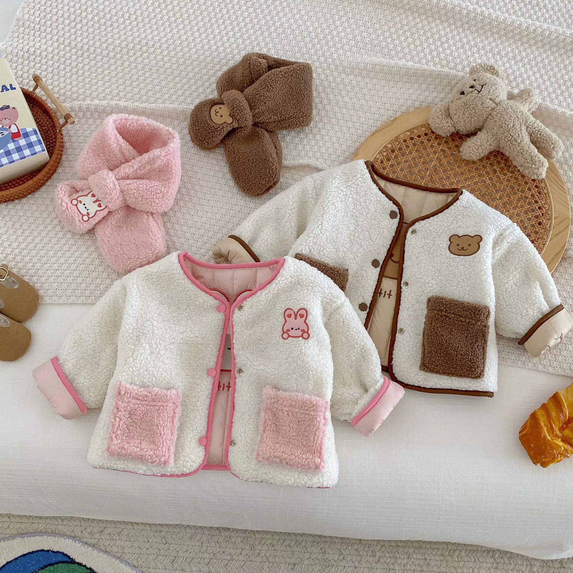 Двусторонний зимний милый теплый пуховик для девочек, 0-5 лет, корейский стиль, детская одежда