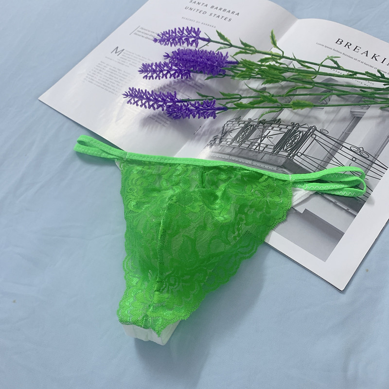 Lace Temptation Thong Seamless Transparent Fashion U-Convex Plus Size Sexy Men's Underwear_voghion.com