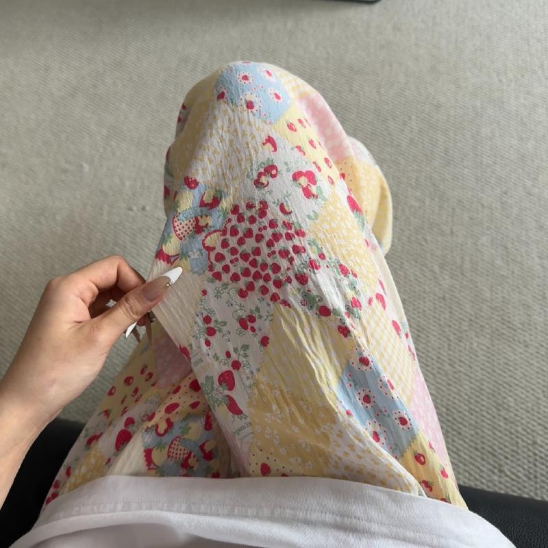Primavera y verano · Pantalones de pijama casuales para mujeres pantalones a prueba de mosquitos rojos en línea 2025 nuevos pantalones caseros para llevar