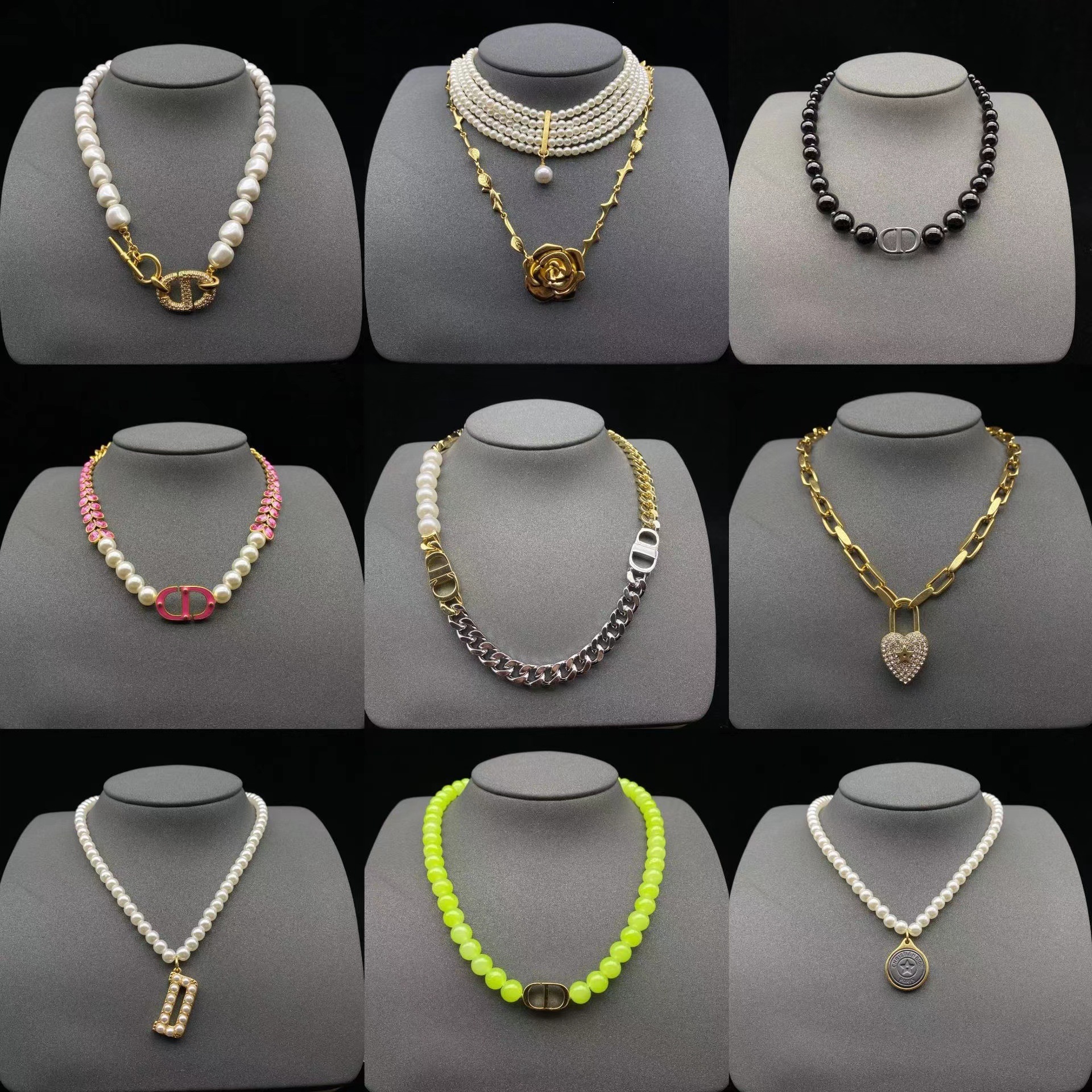 retro fashionable universal necklace with letters from pearl