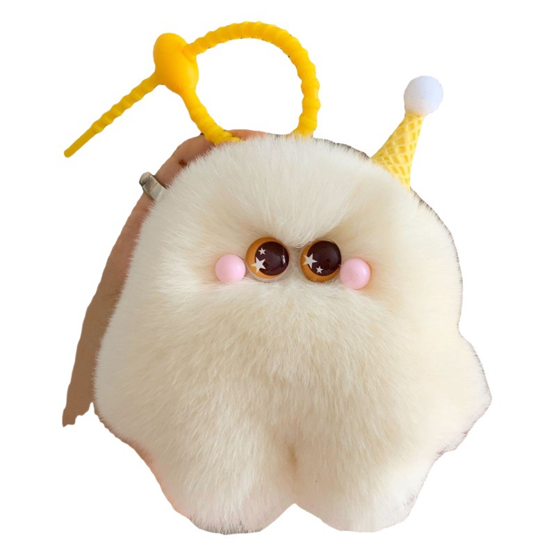 Real Rex conejo de piel helado estúpido coche llavero colgante ins peluche bola mochila bolsa adornos regalo cumpleaños