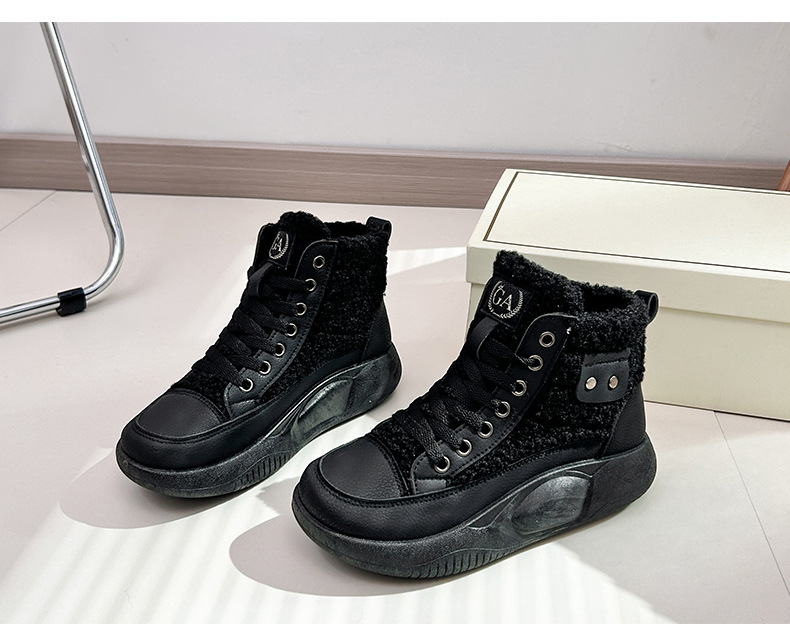 Women's Plush High Top Cotton Shoes Versatile Casual Trainers_voghion.com