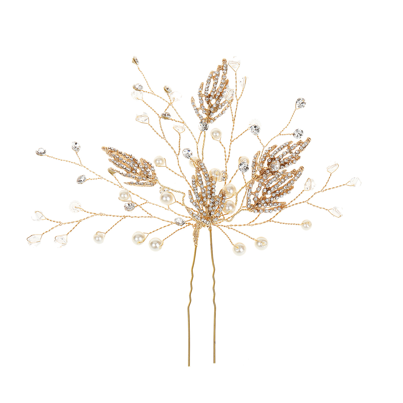 fashion bride hair accessories golden diamond alloy U-shaped hairpin