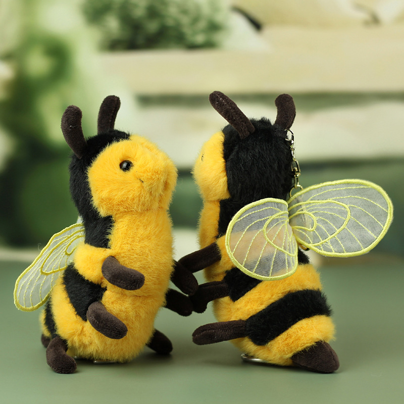Red en línea adorable pequeña abeja colgante juguetes de peluche muñeca bolsos de dibujos animados bolsos colgantes llaveros muñecas de tela image 1