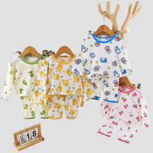 2025儿童夏季棉七分袖套装家居服透气空调服男童女童秋季睡衣批发