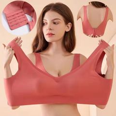 Large size seamless underwear women's thin large breasts show small no rims sports vest style bra beautiful back sleep bra summer