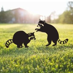 跨境新款金屬浣熊園林插件 創意新穎設計精巧園林家居裝飾工藝品