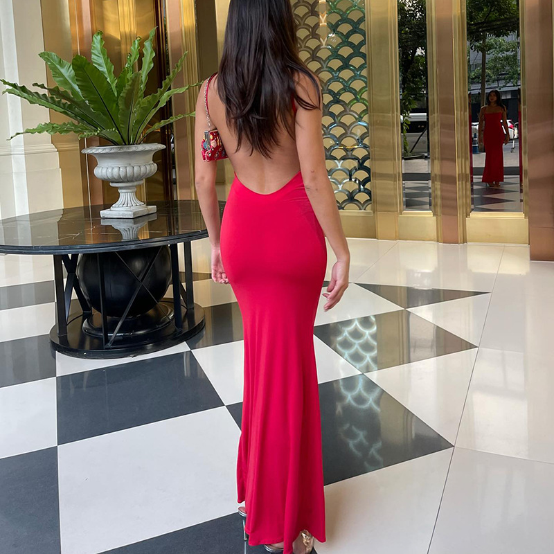 Women's Clothing Summer Style Women's Dress European American One Shoulder Backless Slimming Hip Hugging Sexy Elegant Clothing_voghion.com