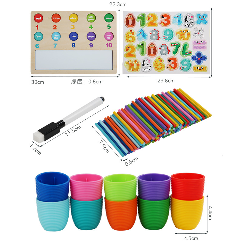 Kindergarten Educación Temprana de madera multifuncional matemática digital clasificación de color juego de escritorio entre padres e hijos juguetes educativos interactivos