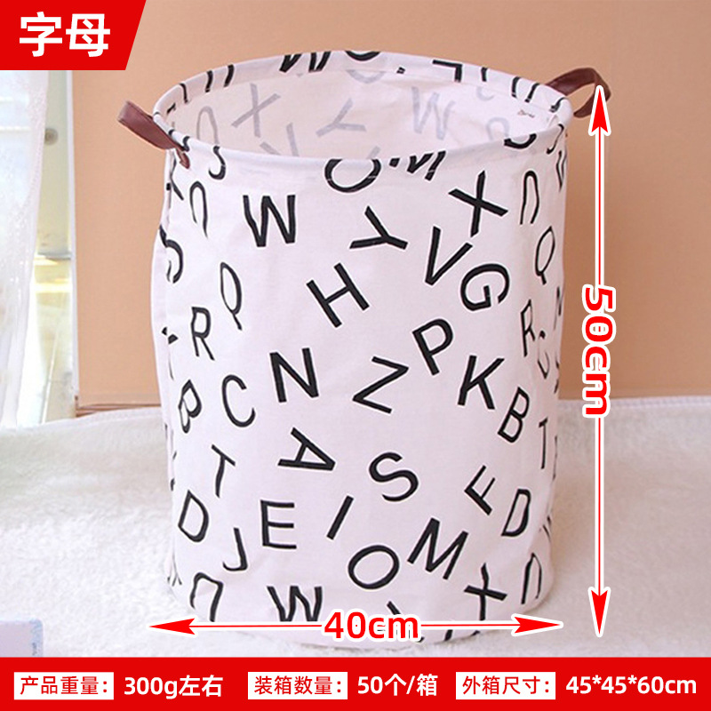 Posta gratuita casera gran cartón plegable tela algodón y lino juguetes caseros almacenamiento barril