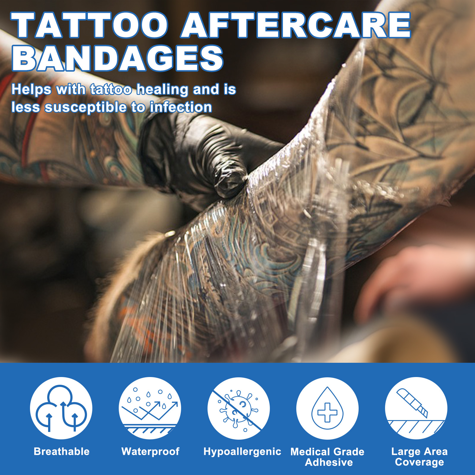 película protectora de tatuajes de dragón bordado película de reparación de tatuajes permeable a prueba de cicatrices impermeable a prueba de polvo protector de tatuajes PU película equipo de tatuajes