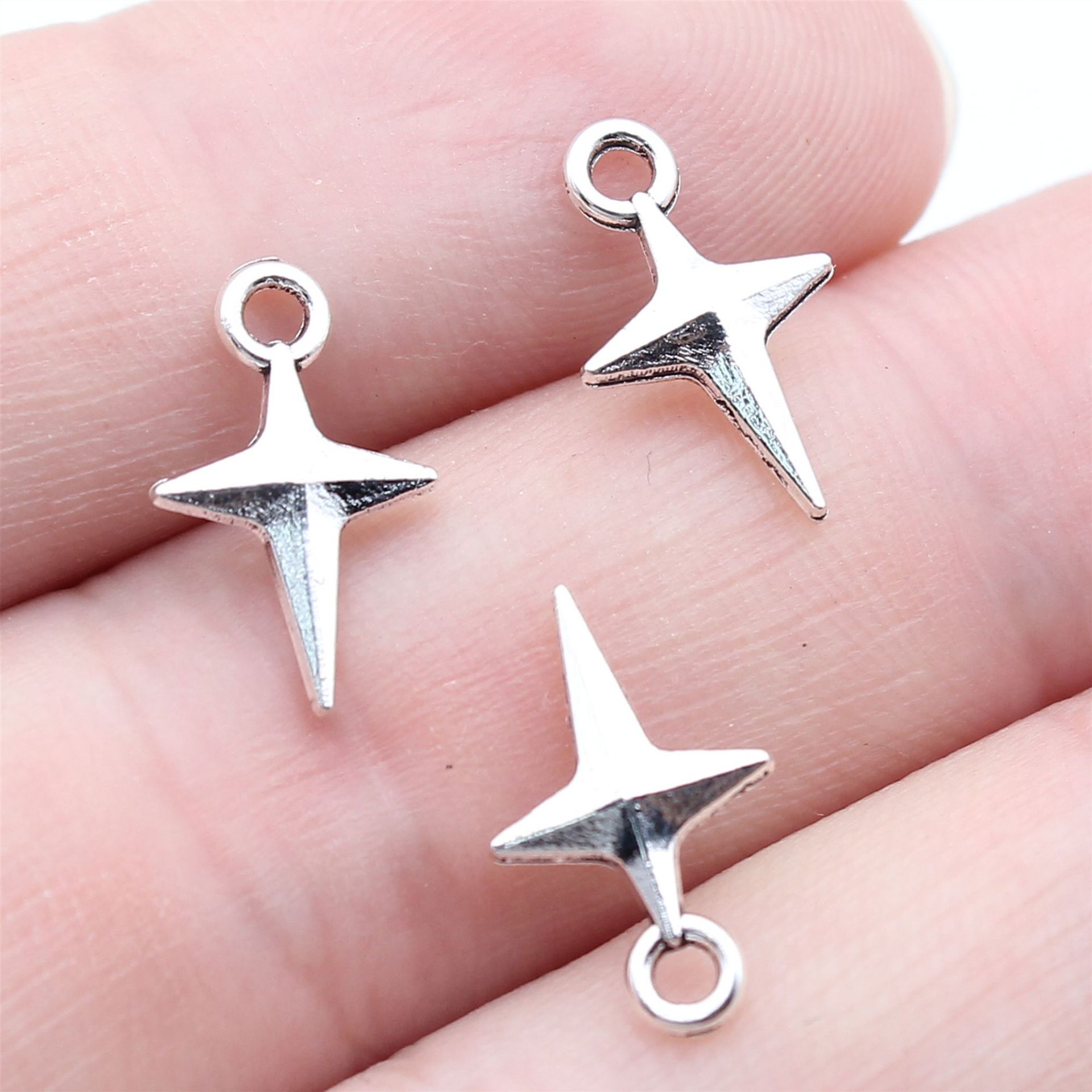 9X15Mm 0.3g Multi-Color Foreign Trade DIY Jewelry Accessories Hollow Star Four-Pointed Star Handmade Pendant