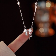 925纯银蝴蝶结项链女轻奢小众设计锁骨链新款爆款生日礼物送女友