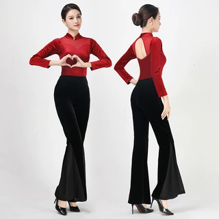 2026新款秋冬丝绒老师型体礼仪套装高端导师形体训练服女上衣裤子