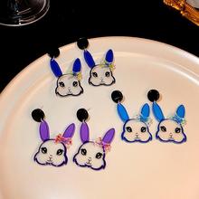 銀針日韓可愛兔子耳環亞克力透明個性創意設計感耳飾 潮流動漫卡