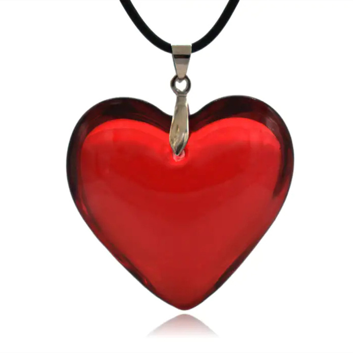 Simple Style Heart Shape Glass Plating Womenu0027S Pendant Necklace 1 Piece