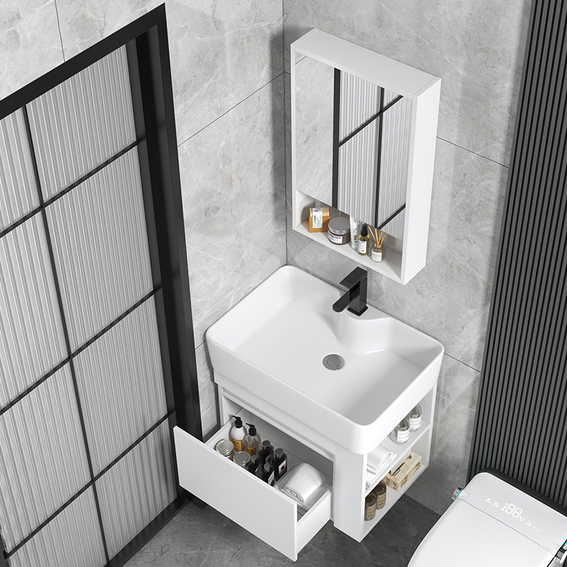 Cajón tipo pared tipo casa pequeña almacenado lateral gabinete de baño cerámica todo en un lavabo gabinete combinación lavabo de cara lavabo