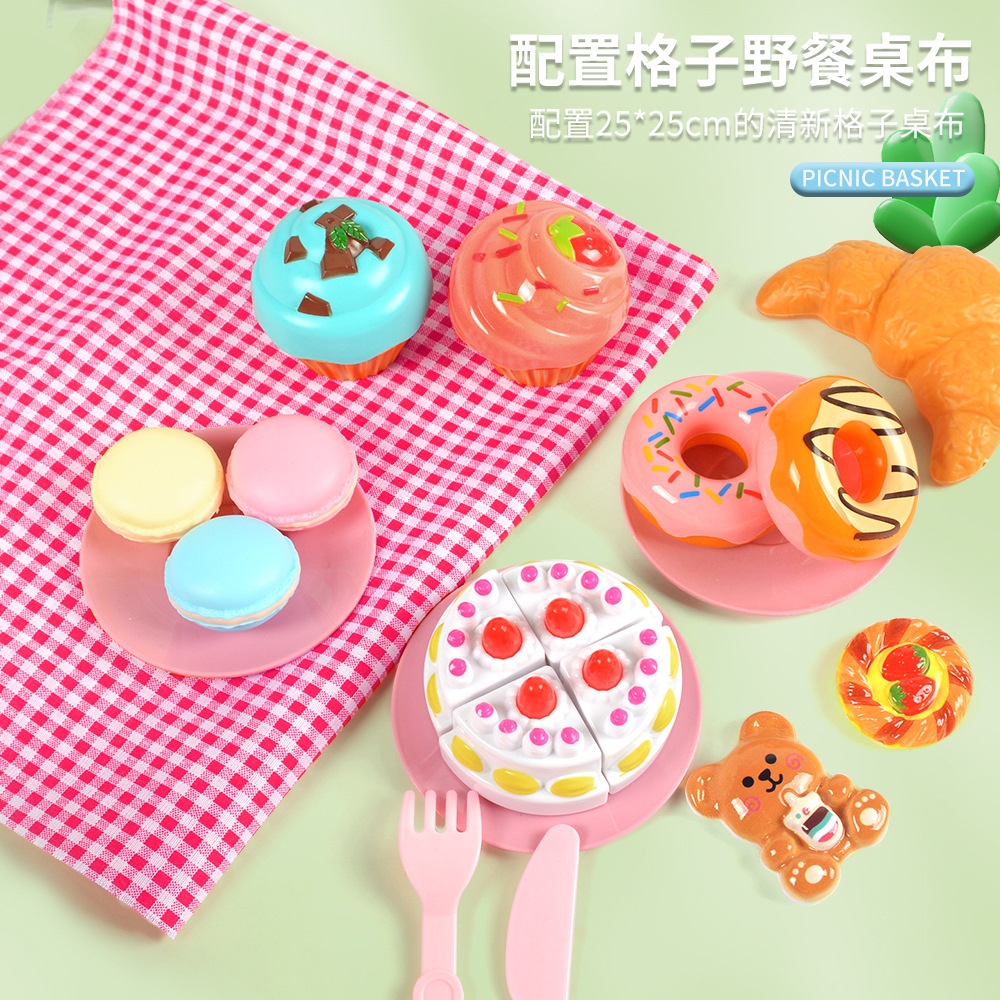 Juguetes de mesa de simulación para niños camping picnic basket set postre de té de la tarde juguetes de cocina de simulación
