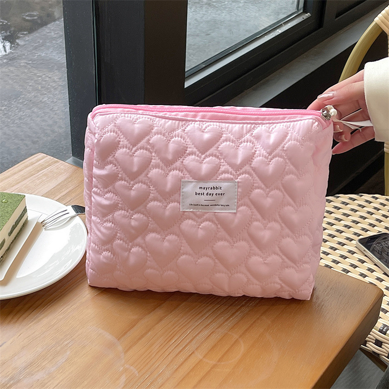 MAYO CONEJO bolsa de almacenamiento de amor acolchada transfronteriza bolsa de cosméticos de gran capacidad bolsa de embrague bolsa de lavado portátil para mujer