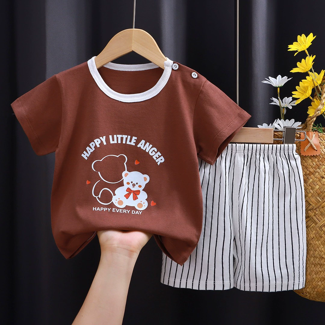 Комплект из тонкого хлопка для детей, рукава, футболка с коротким рукавом