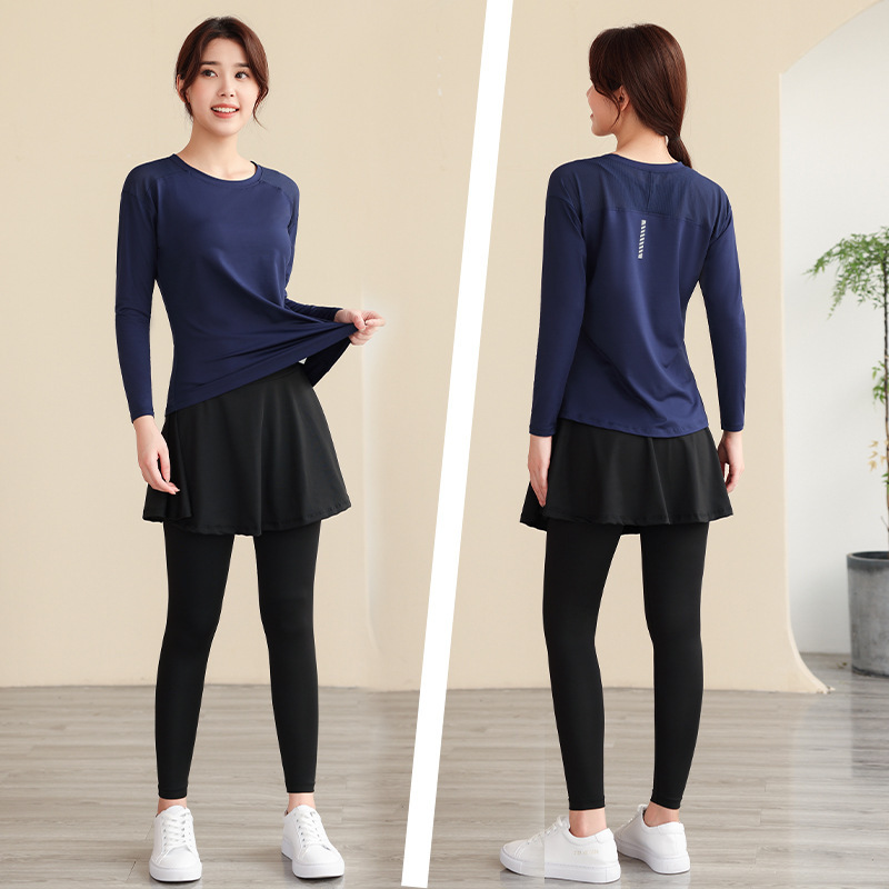 Yoga workout clothes for women chubby girl plus size loose slimming quick-drying suit 2022 autumn and winter New running pants skirt suit