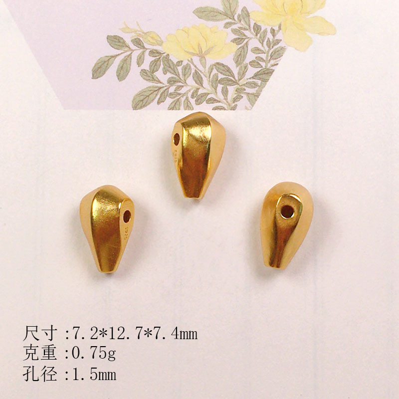 S925 Silver Gold-Plated Three-Way Phaseless Buddha Five-Sutra Accessories Bracelet Necklace String Decoration DIY Handmade Bead Semi-Finished Product
