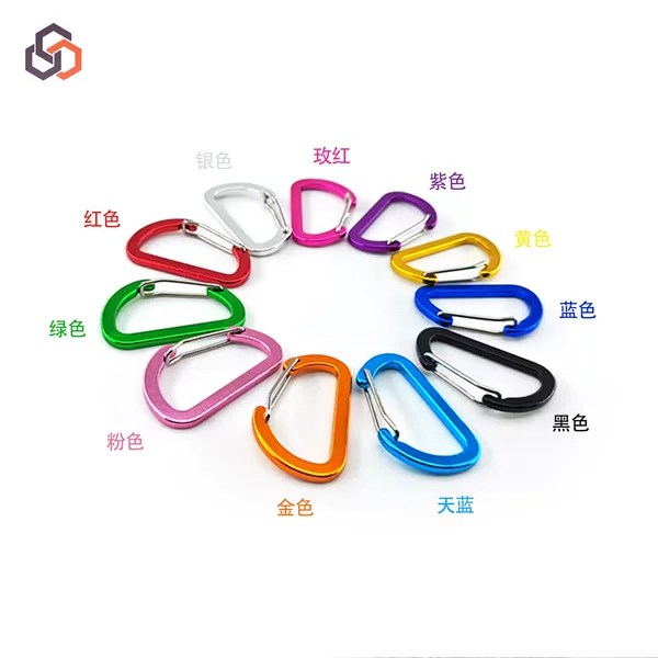 Factory Direct Sale of No. 4 D-Shaped Flat Carabiner, Mini Aluminum Alloy Hook, Spring Rod Quick Hook, Wire Clip