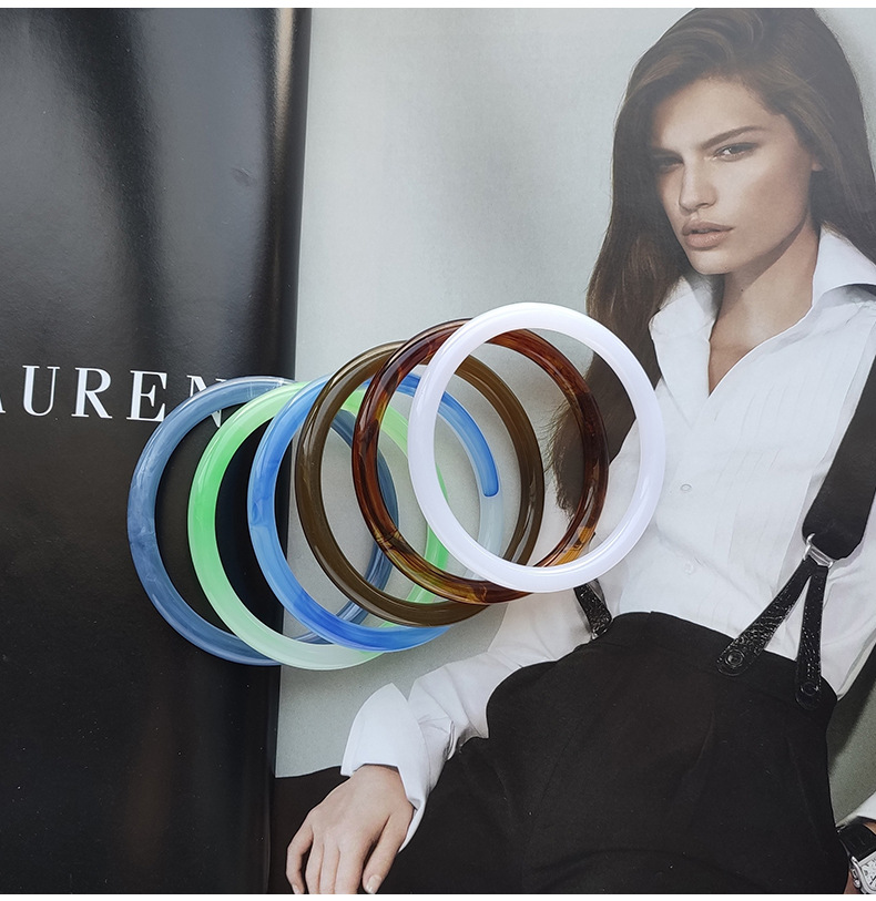 Acrylic Material Basic Geometric Solid Color Arylic Bangles Wholesale